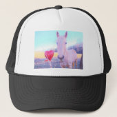 Geel paard en rood hart trucker pet (Voorkant)