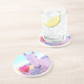 Geel paard en rood hart zandsteen onderzetter (Zijkant)