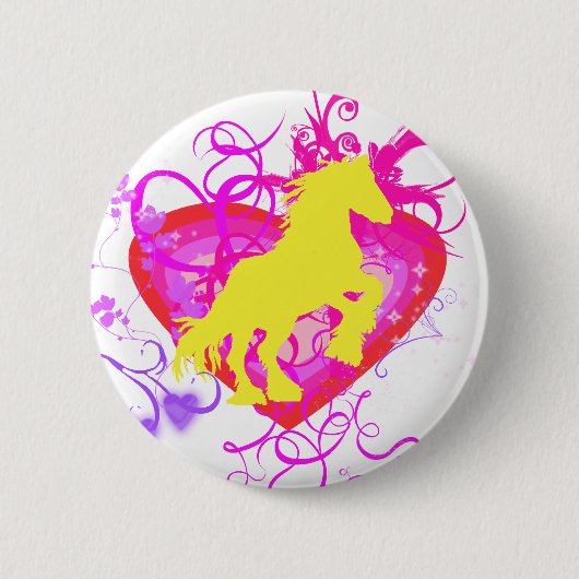 geel paard ronde button 5,7 cm (Voorkant)