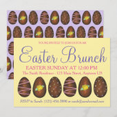 Geel Paars Buttercrème Paasmandje Eieren Brunch Kaart (Voorkant / Achterkant)
