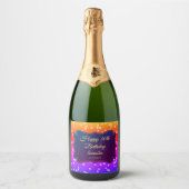Geel Paars Confetti Sparkling Wijnetiket (Voorkant)