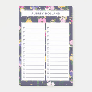 geel Paars flessenpatroon om lijsten te doen Post-it® Notes