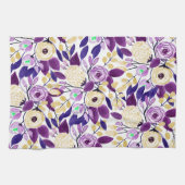 Geel Paars Floral Bouquet Waterverf Patroon Theedoek (Horizontaal)