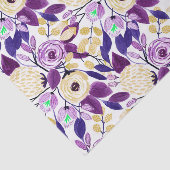 Geel Paars Floral Bouquet Waterverf Patroon Tissuepapier (Detail)