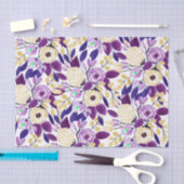 Geel Paars Floral Bouquet Waterverf Patroon Tissuepapier (Craft)