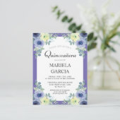  geel Paars Floral Quinceañera Birthday   Briefkaart (Staand voorkant)