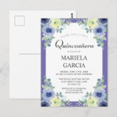  geel Paars Floral Quinceañera Birthday   Briefkaart (Voorkant / Achterkant)
