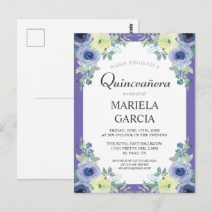  geel Paars Floral Quinceañera Birthday   Briefkaart
