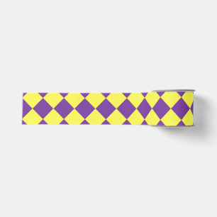 Geel Paars Geruit Diamant Patroon Grosgrain Lint