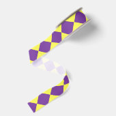 Geel Paars Geruit Diamant Patroon Grosgrain Lint (Achterkant)