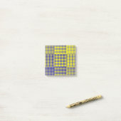 Geel Paars Geruit Patchwork Patroon Post-it® Notes (Op bureau)
