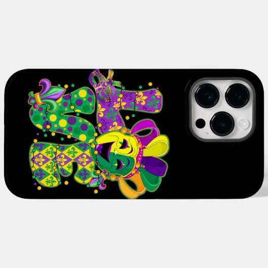 GEEL PAARS GREEN MARDI GRAS LOVE EN MASK Case-Mate iPhone CASE (Achterkant (horizontaal))