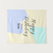 Geel paars groen gelukkige verjaardag abstract pas wandkleed (Voorkant (horizontaal))