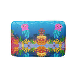 Geel Paars groen koraal Reed en roze kwal Badmat