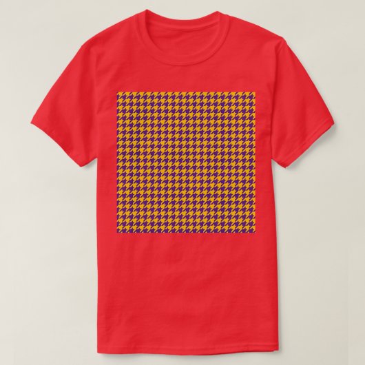 Geel Paars Houndstooth Pattern T-shirt (Design voorkant)