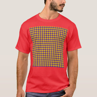 Geel Paars Houndstooth Pattern T-shirt