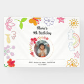 Geel & Paars Kinderfeestje Banner (Horizontaal)