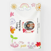 Geel & Paars Kinderfeestje Banner (Verticaal)