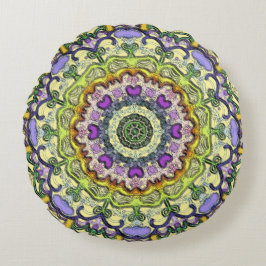 Geel Paars Klassiek en traditioneel rondreizend Rond Kussen