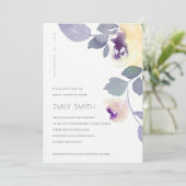 GEEL PAARS LILA FLORAAL VRIJGEZELLENFEEST INVITE BEDANKKAART (Staand voorkant)