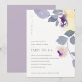 GEEL PAARS LILA FLORAAL VRIJGEZELLENFEEST INVITE BEDANKKAART (Voorkant / Achterkant)