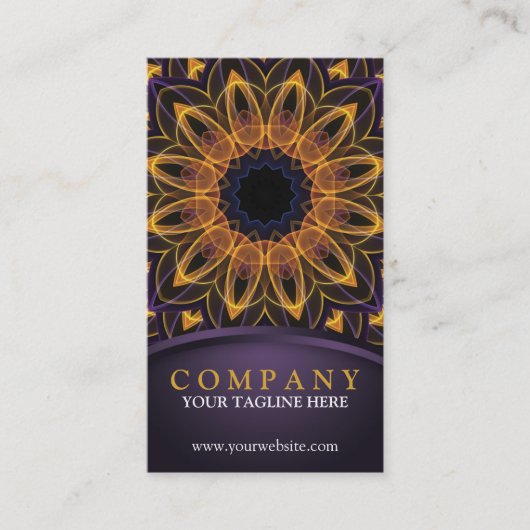 Geel Paars Lotus Mandala Visitekaartje (Voorkant)