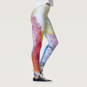 Geel Paars Oranje Rood Faux Textuur Abstracte Kuns Leggings (Rechts)