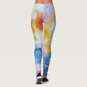 Geel Paars Oranje Rood Faux Textuur Abstracte Kuns Leggings (Achterkant)