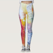 Geel Paars Oranje Rood Faux Textuur Abstracte Kuns Leggings (Voorkant)