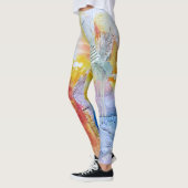 Geel Paars Oranje Rood Faux Textuur Abstracte Kuns Leggings (Links)