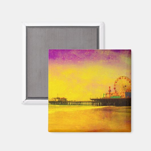 Geel Paars Santa Monica Pier Magneet (Voorkant / Achterkant)
