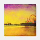 Geel Paars Santa Monica Pier Magneet (Voorkant)