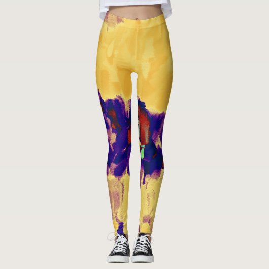 Geel Paars schilderplaatje Leggings (Voorkant)