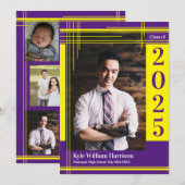 Geel Paars School Colour Afstuderen Foto geplakt Kaart (Voorkant / Achterkant)