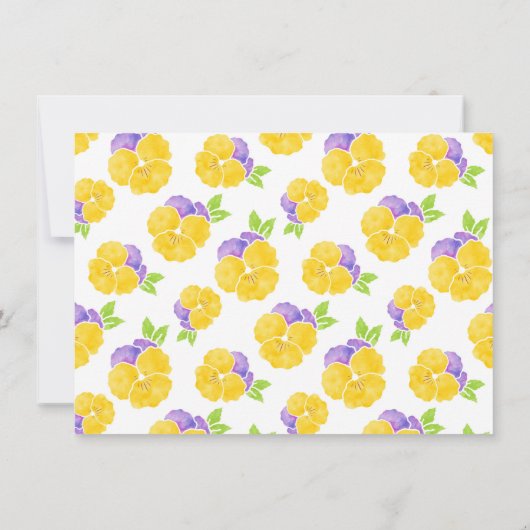 Geel Paars Waterverf Pansy Patroon Bedankkaart (Achterkant)