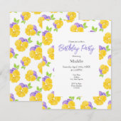 Geel Paars Waterverf Pansy Patroon Kaart (Voorkant / Achterkant)