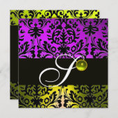 GEEL PAARS ZWARTE DAMASKMONOGRAM TOPAZ Gold Kaart (Voorkant / Achterkant)