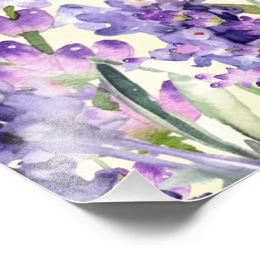 Geel Paarse Aquarel Bloemige Bruiloftsdouche Foto Afdruk (Hoek)