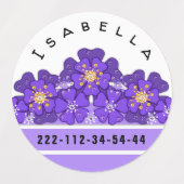 Geel-paarse bloem, patroon, bloemen labels (Design 2)