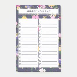  geel Paarse bloemmotief om lijsten te doen Post-it® Notes
