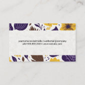 Geel Paarse bloemmotief Visitekaartje (Achterkant)