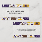 Geel Paarse bloemmotief Visitekaartje (Voorkant / Achterkant)