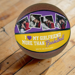 Geel & Paarse Boyfriend Foto Basketbal Cadeau