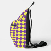 Geel Paarse Checker Diamantpatroon Sling Bag (Rechts)