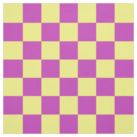 Geel Paarse Checker Patroon Textiel Stof (Swatch)