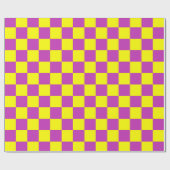 Geel Paarse Checker Patroon Wrapping Papier (Vlak)