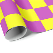 Geel Paarse Checker Patroon Wrapping Papier (Rol Hoek)