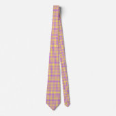 Geel Paarse Diamond Checker Patroon Stropdas (Voorkant)