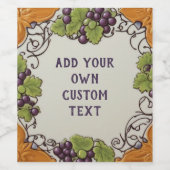 Geel & Paarse Druif Custom Text Wijn Etiket (Enkel label)