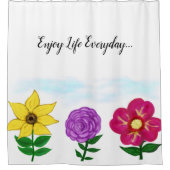 Geel Paarse Fuchsia Tuin Bloemen Quote Douchegordijn (Voorkant)